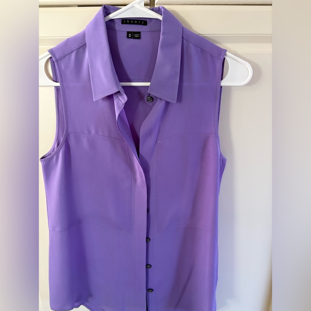 Gorgeous Theory Silk Purple Sleeveless blouse